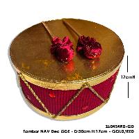 Tambor NAV Dec GDE - D:30cm H:17cm - GOLD/RED