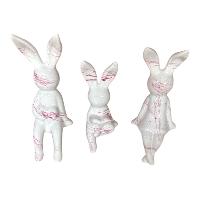 Jgo 3 Conejitos p/sentar repisa WHITE/FUCSIA - 28/15/18cmH