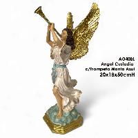 Angel Custodio c/Trompeta Manto Azul - 50cmH