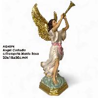 Angel Custodio c/Trompeta Manto Rosa - 50cmH