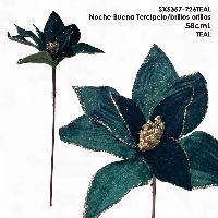 Noche Buena Tercipelo/brillos orillas - 58cmL - TEAL